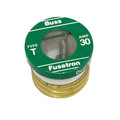 Eaton Bussmann Plug Fuse, T Series, Time-Delay, 30A, 125V AC, Indicating, 10kA at 125V AC, 4 PK T-30